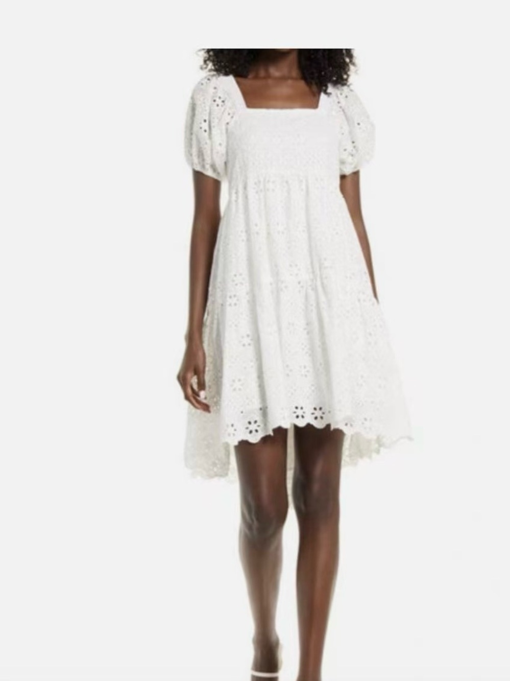 AMY LYNN Womens White Coco Borderie-anglaise Cotton Midi Dress